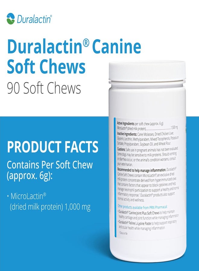 PRN Pharmacal Duralactin Canine Soft Chews - Joint Health Supplement for Dogs & Puppies to Help Reduce Chronic Soreness - Canine Chews Containing Dried Milk Protein - Chicken-Liver Flavor - 90 Chews - Image 2